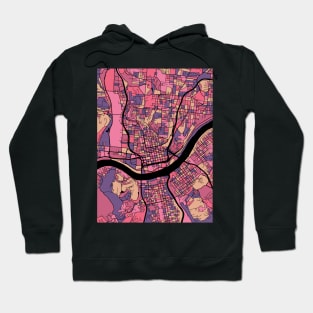 Cincinnati Map Pattern in Purple & Pink Hoodie